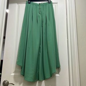 Mint green high low skirt